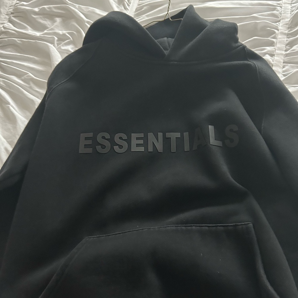 Essentials Black Hoodie with Logo